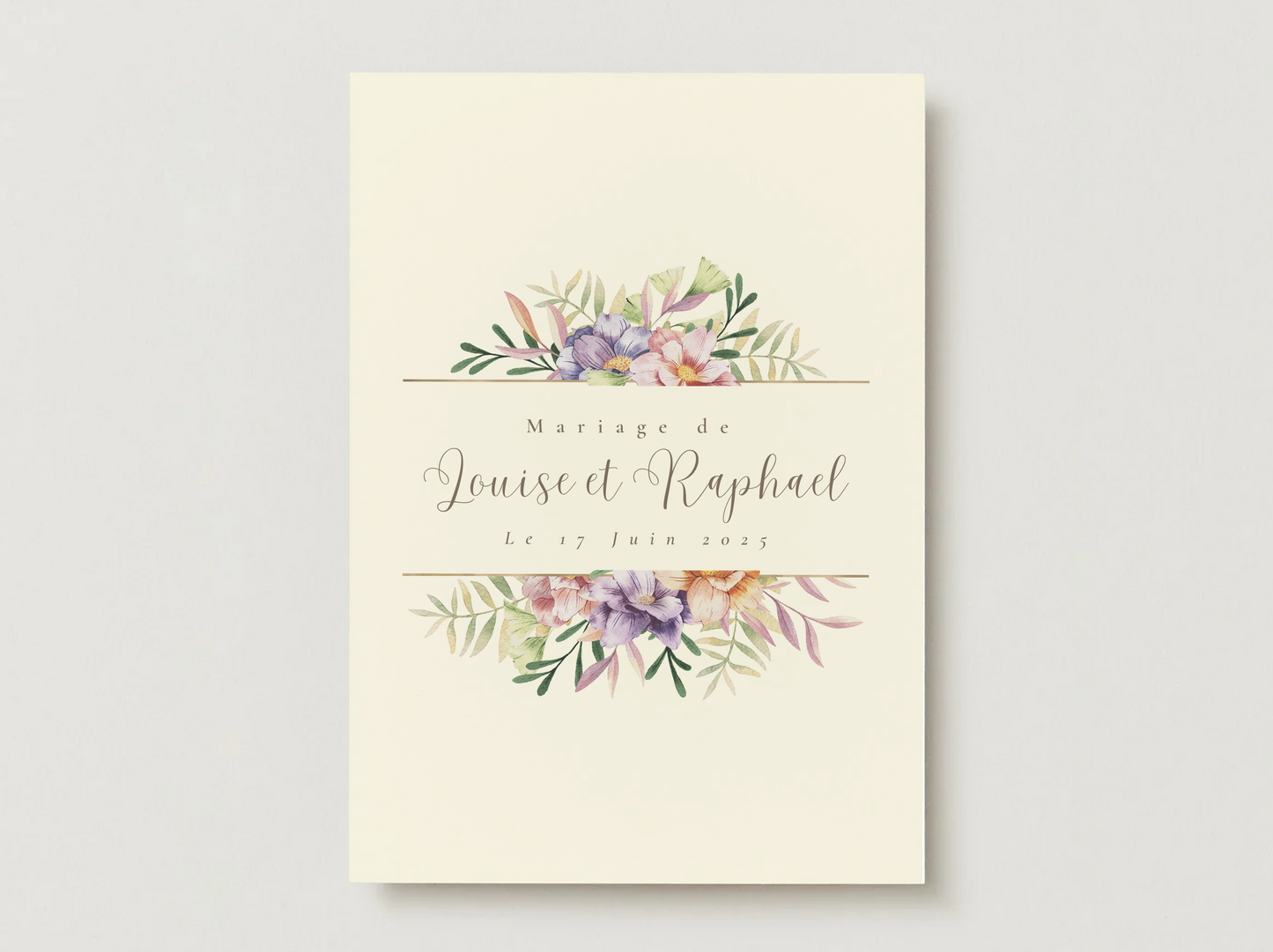 Faire-part de Mariage – Modèle " Élégance florale beige "