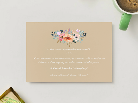 Faire-part de Mariage – Modèle " Aquarelle Terracotta & Fleurs sauvages "