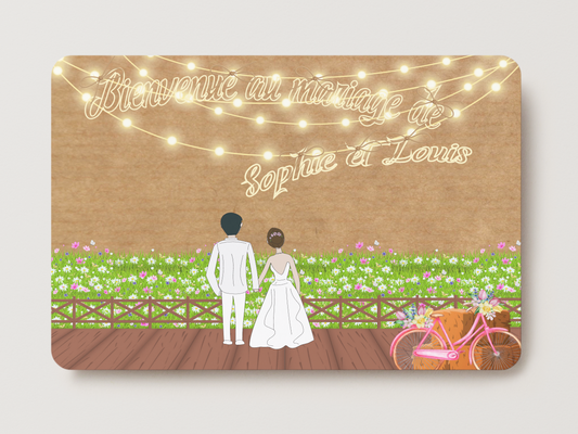Faire-part de Mariage – Modèle " Guinguette & Kraft fleuri "