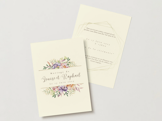 Faire-part de Mariage – Modèle " Élégance florale beige "
